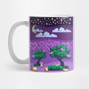 Pixelated Night Sky with Our Favorite Furry Friends Mug